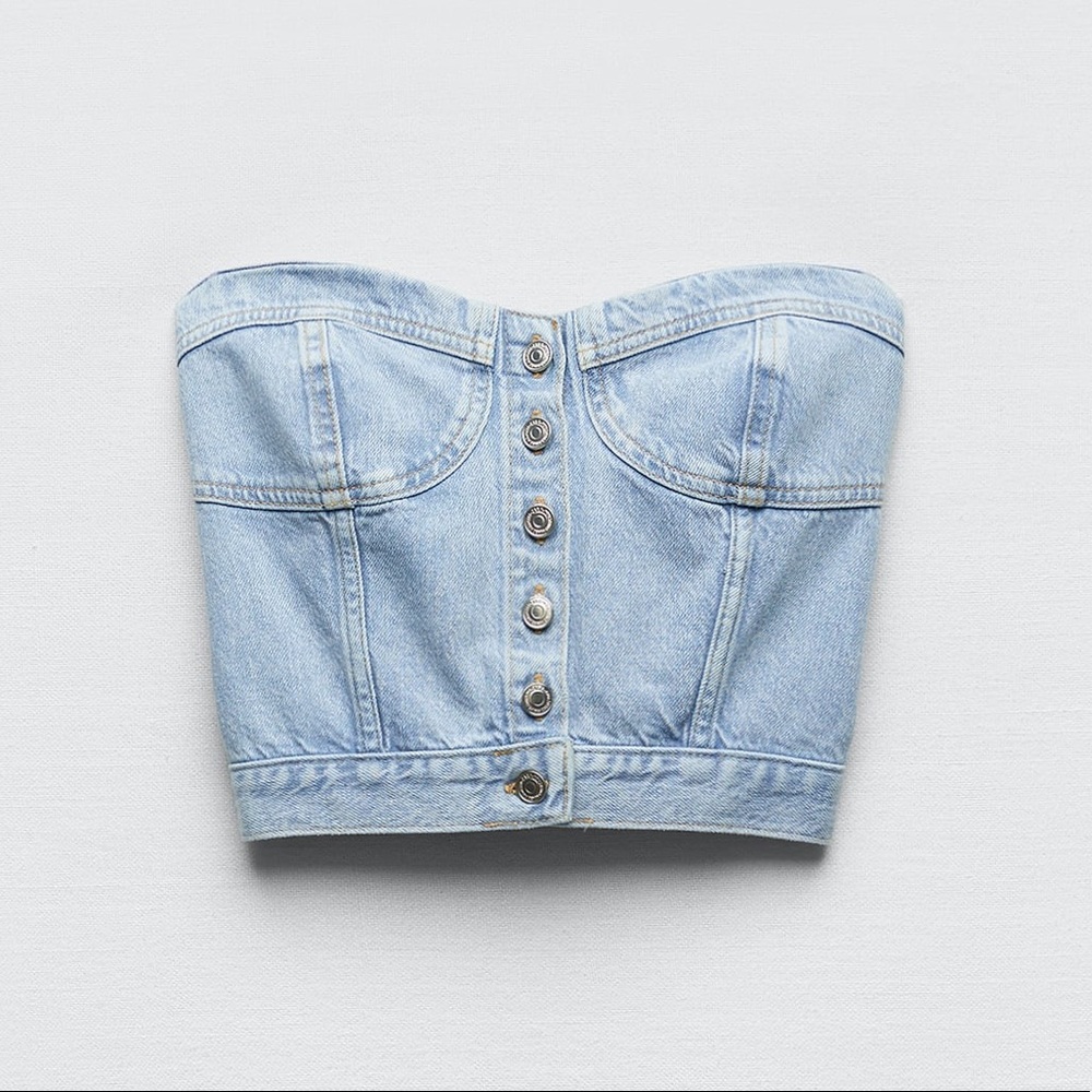 Zara Light Blue Denim Corset Top